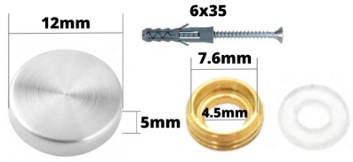Montáž na sklo Plakety Kryt Držiak INOX 12