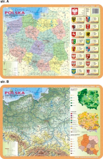 EDU PAD. 063 - FYZIKÁLNE MAPY EURÓPY A POĽSKO.