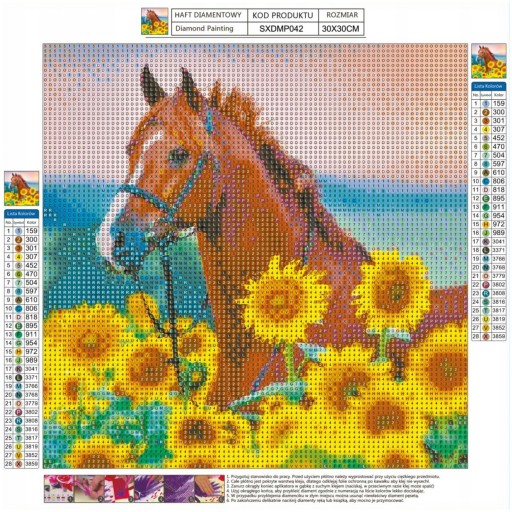 Diamantové vyšívanie HORSE Diamantová mozaika odrezaná DIAMANTOVÁ MALBA 5D Obrázok