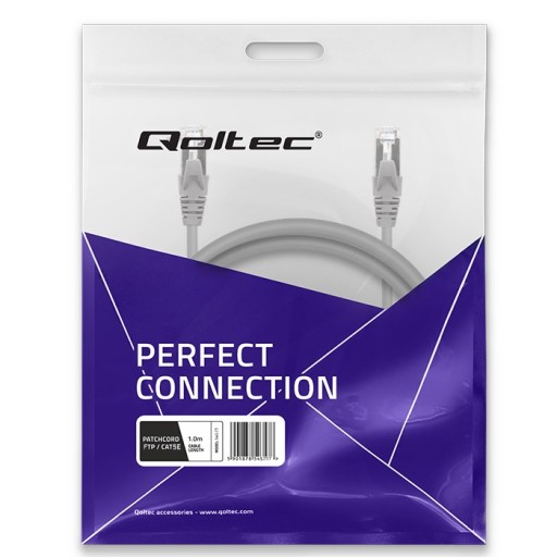 Qoltec FTP CAT5e Patchcord kábel 2xRJ-45 1m vysokorýchlostný zlatý tienený
