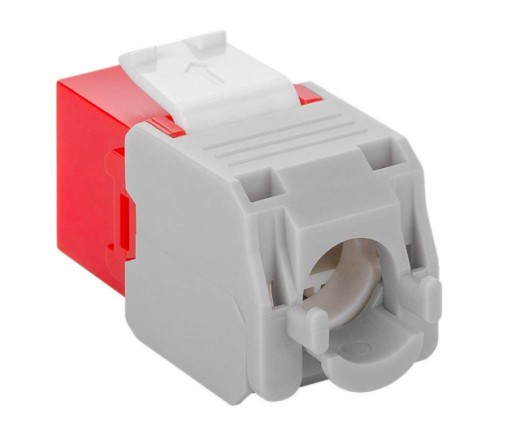 Keystone CAT6A RJ45 zásuvka, UTP, červená