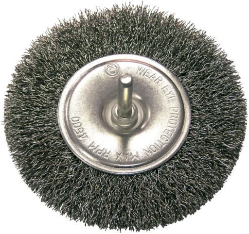 Kotúčová kefa z vlnitého oceľového drôtu, priemer 63 mm, stopka 6 mm