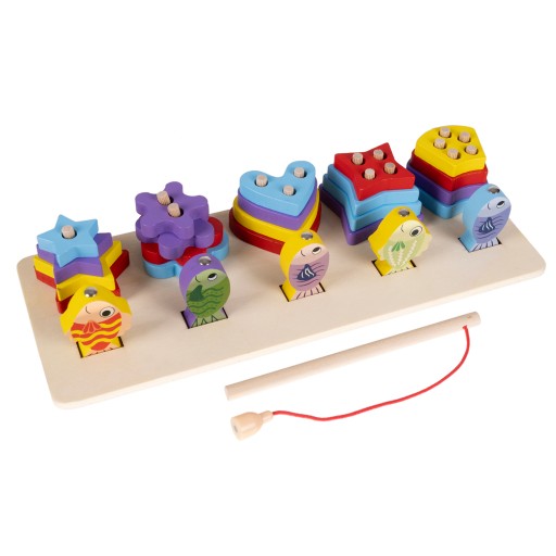 Triedička Puzzle Drevené hračkové bloky Vzdelávacia rybárska hra