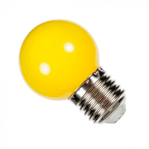 LED žiarovka E27 230V 1W žltá guľa na ozdobné girlandy PC SPECTRUM