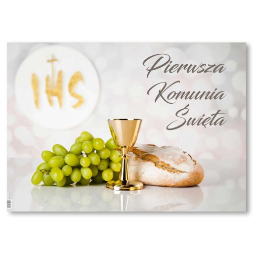 Plagát Prvé sväté prijímanie IHS kalich chleba
