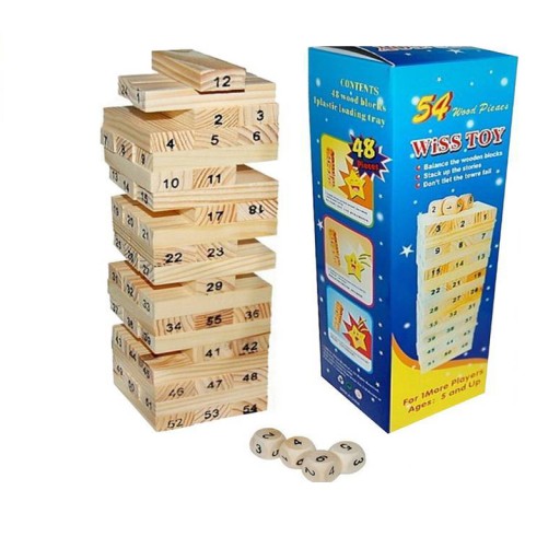 Drevená veža puzzle číselná kocka hra