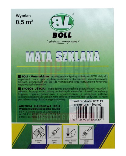 BOLL - Sklenená rohož, tl 150g/m2 Rozmery: 0,5m2