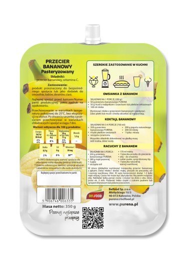 Banánové pyré (pena) 100% b/c PURENA 350g