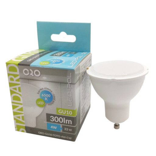 LED žiarovka GU10 halogénový reflektor 4W studená farba 300lm LED-POL