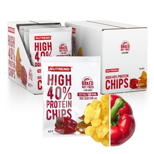 NUTREND S VYSOKÝM PROTEÍNOVÝM ČIPOM PAPRIKA 40G S VYSOKÝM PROTEÍNOVÝM OBCHÍDZAČOM 16G