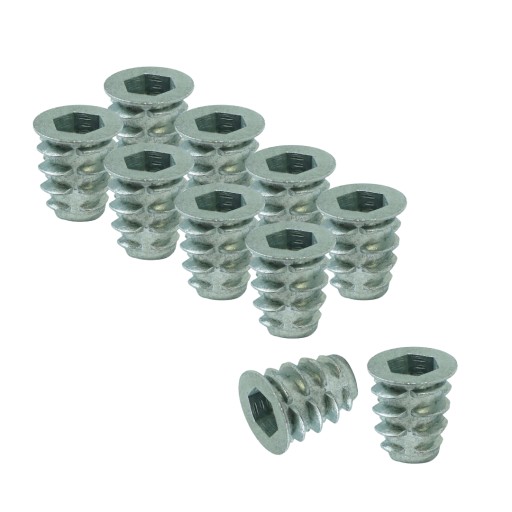 Oceľová nábytková vložka 100x M6 x 13 mm skrutkovaná do dreva, typ DC