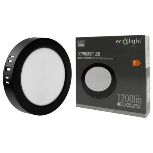 Prisadené stropné svietidlo Plafon LED okrúhle čierne 12W 17cm 4000K