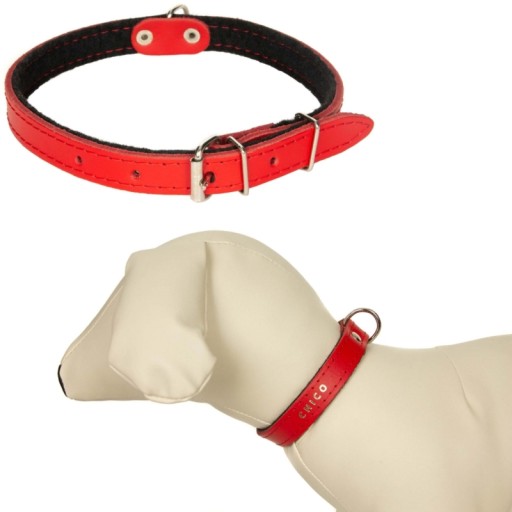 Kožený obojok s filcom psík 20-27cm/10mm Červený