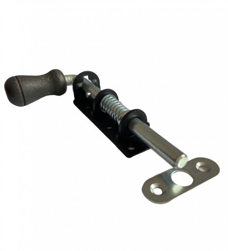 Pružinová západka s drevenou rukoväťou, čierna 150x30mm WSPU 150c pre brány
