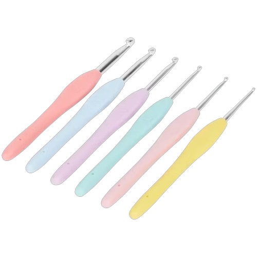 6x profesionálne farebné mäkké ergonomické háčiky na háčkovanie od 2,0 do 6,0 mm 95