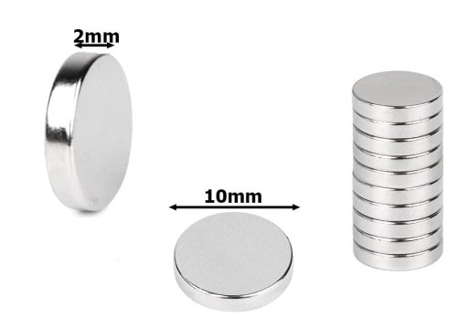 SILNÉ NEODYMIOVÉ MAGNETY 10X2 MM SADA 10 KS