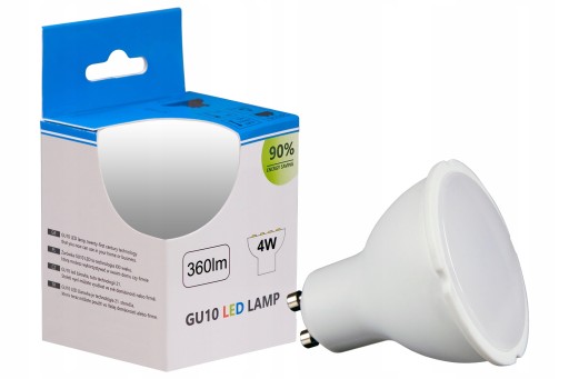 GU10 LED žiarovka 4W 6000K STUDENÁ BIELA 360lm 120° Efektívny PREMIUM CCD