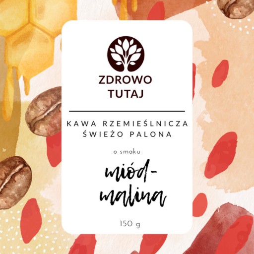 Zrnková káva Arabica s príchuťou MED-MALINA, čerstvo pražená, 150 g