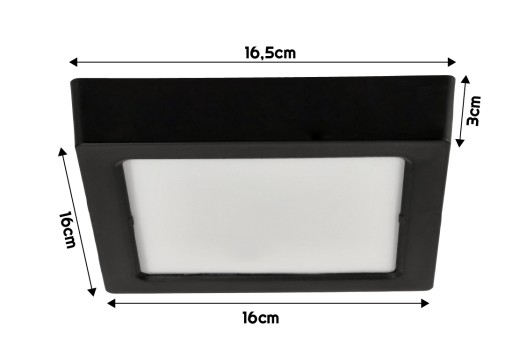 LED stropné svietidlo prisadené na povrch 12W 1200lm 4000K čierny štvorec