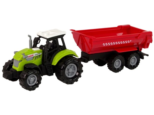 Zelený traktor s červeným zvukom prívesu