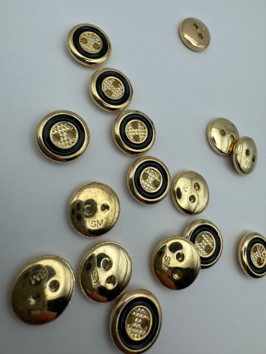 Plastový gombík, zlato čierny, 12 mm, 2 KS