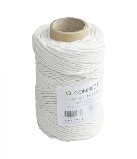 Bavlnené nite Q-CONNECT, 80 m biela šnúrka