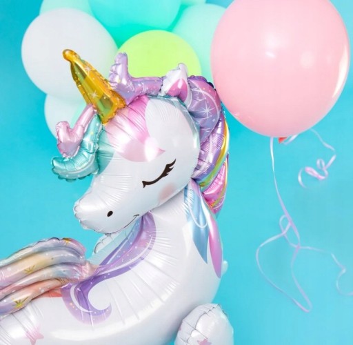 JEDNOROŽEC fóliový balón 3D dúhový jednorožec STOJACI narodeninová dekorácia 66cm
