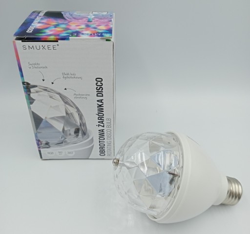Otočná disco party žiarovka E27 RGB o 360 stupňov