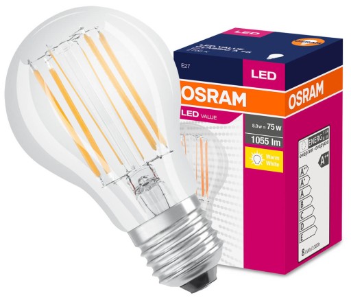 LED FILAMENT E27 žiarovka 8W = 75W A60 2700K OSRAM