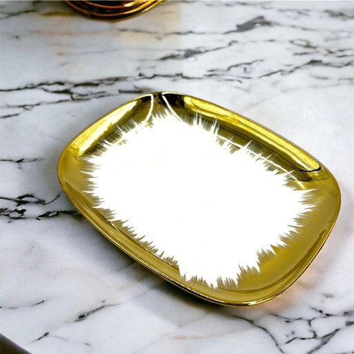 Obdĺžnikový porcelánový tanier Gold Dream 18x14cm
