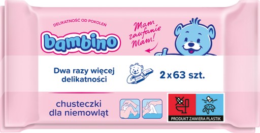 Bambino vlhčené obrúsky pre bábätká 2x63 ks