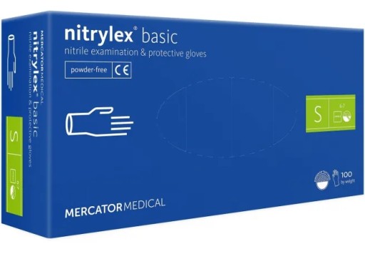 NITRILOVÉ RUKAVICE BEZ PÚDR NITRYLEX ZÁKLADNÉ TMAVO MODRÉ 100 ks 7-S