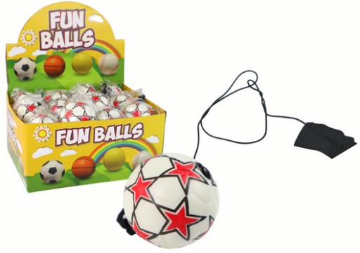 PU futbal s Jojo gumičkou na skákanie, 6 cm, biele hviezdy