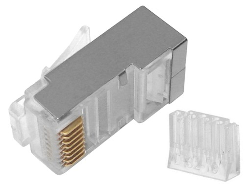 RJ45/8P8C STP zástrčka, tienená, kat. 6, krútená dvojlinka, lanko, AWG24-27, 10 ks.