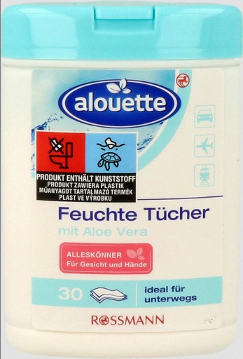 ALOUETTE vlhčené obrúsky s aloe, 2-vrstvové, 30 ks