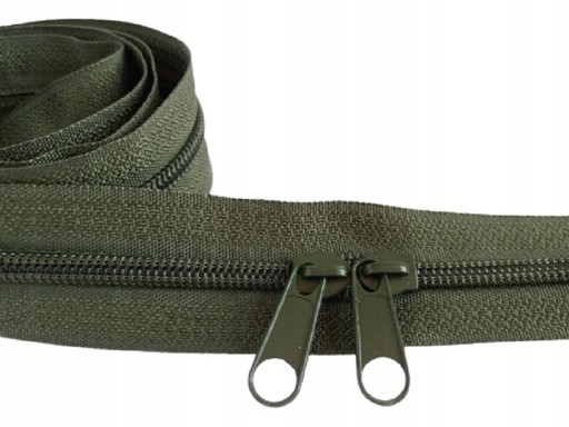 Zips 5 mm špirálový zips metrový khaki OLIVE 5 metrov + 10 zips.