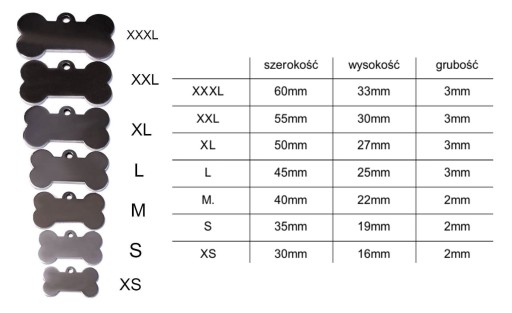 Kovový identifikačný štítok, štítok s adresou - BONE Ľubovoľné gravírovanie - XS - 30 mm