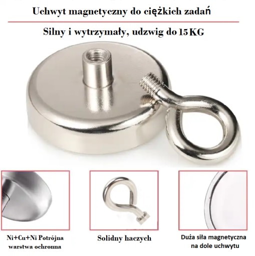 MAGNETICKÝ DRŽIAK SILNÝ NEODYMIOVÝ MAGNET S UCHOM Ø25 mm 15kg