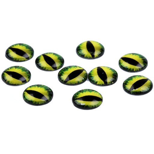 KABOCHONY SKLENÉ DRAČIE OKO 10 mm - ZELENÉ 2 ks.