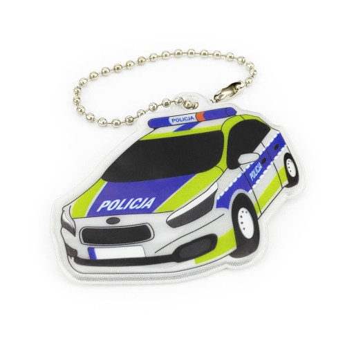 Reflexný prívesok, kľúčenka na bicykel, batoh pre dieťa, POLÍCIA, POLICAJNÉ AUTO