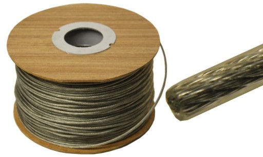 Oceľové lanko s PVC povlakom, priemer 3mm, 1x19, 1,5mm, 3mm