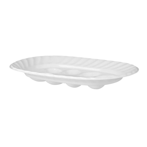 Tanier na vajíčka, oválny tanier, biely plast Warmel, 27 x 18 cm