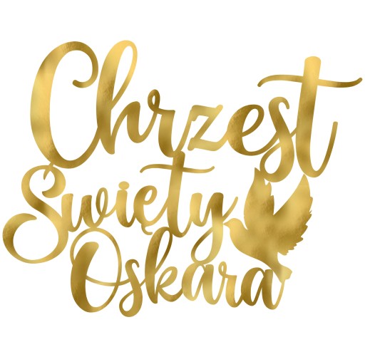 TOPPER ozdoba na tortu KRST. HOLUBIČKA + MENO ZLATÉ