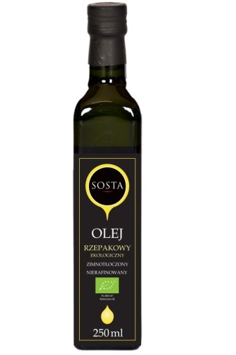 Bio repkový olej 250 ml SOSTA lisovaný za studena, nerafinovaný