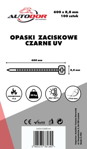 SVORKY VIAZAČ KABEL 3,6x300mm ČIERNA VIAZAčka 100ks