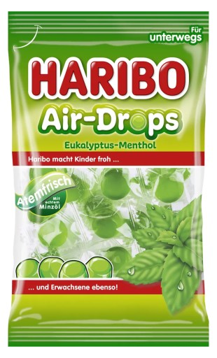 HARIBO Air-Drops eukalyptové mentolové gumené cukríky 100g DE