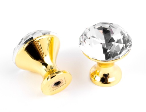 KĽÚČKA NA NÁBYTOK ZLATÁ KĽUČKA CRYSTAL FI30 KRÁSNY DIAMANT