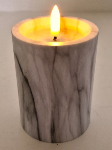 Dekoratívna sviečka na batérie 10 cm, farba Grey Marble, LED až 30 dní