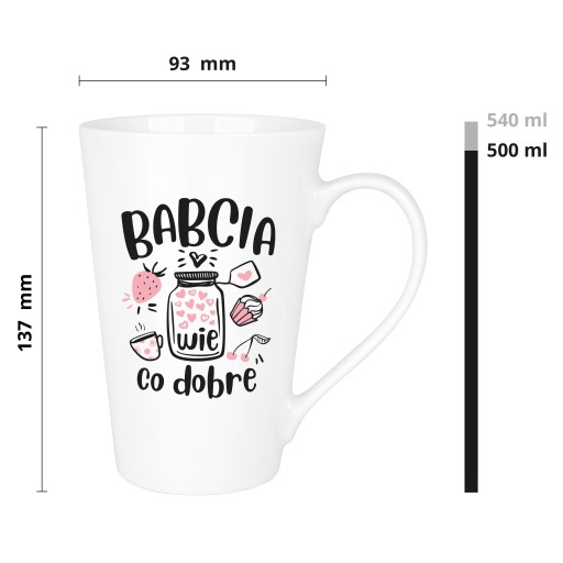 Hrnček Babička vie, čo je dobré - darček, keramický biely 500 ml