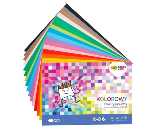 Farebný blok na kreslenie A4 80g 15 listov Happy Color